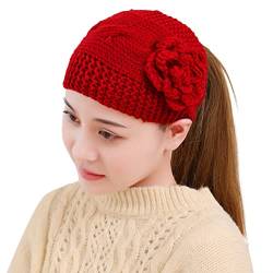 Haube Winter Herbst und Winter Warm Strickgarn Stirnband Hut Stirnband Kopfschmuck Bedecktes Stirnband Schwarze Mütze von XTBFOOJ