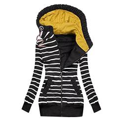 XTBFOOJ Damen Sweatjacke Vicky Zip Hoodie Pulli Oberteile Damen Kapuzenpullover Pullover mit Kapuze und Kordel Female Jacke Lederlook Damen Langarm Dünne Casual Strickmantel Leicht Strickjacke von XTBFOOJ