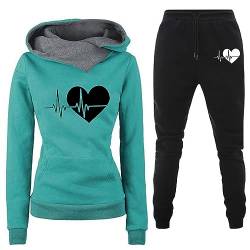 XTBFOOJ Hausanzug Damen 48 Damen Jogginganzug Set Kuschelig Freizeitanzug Damen Modern Elegant Sportanzug Damen Langgröße Trainingsanzug Mädchen 164 Jogginganzug Frauen Fleece 2 Stück Outfits Set von XTBFOOJ