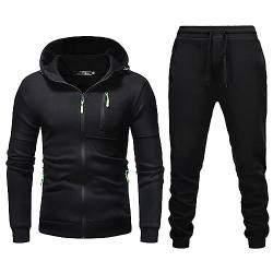 XTBFOOJ Männer Herbst Winter 2 Stück Anzug Mode Lässig Rundhals Einfarbig Langarm Plaid Hosen Anzug Pyjamas Hause Service set Lammfell Sattelgurt Western Activewear Sweatsuits Set Herren Joggingsuit von XTBFOOJ