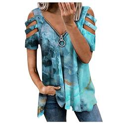 XTBFOOJ T-Shirt Damen V-Ausschnitt Knopfleiste Bluse Solide Tunika Langarm/Kurzarm Tops Valueweight T-Shirt S M L XL XXL XXXL 3er Pack Damen Oberteile Basic Tank Tops weiß, schwarz, grau, blau, Creme von XTBFOOJ