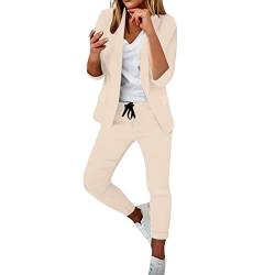 XTBFOOJ trainingsanzug damen beige jogginganzug damen große größen 56 58 tracksuit damen freizeitanzug damen baumwolle winter sportanzug damen original hausanzug damen kuschelig 48 sport sets damen von XTBFOOJ