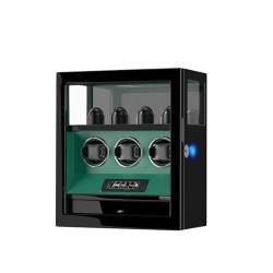 XTELARY Grün Automatischer Uhrenbeweger, für 3 Uhren, mit Fingerabdrucksperre, 4 Uhrenhaltern, LCD-Display und Fernbedienung von XTELARY