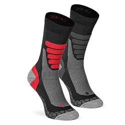 XTREME SOCKSWEAR Herren & Damen Wandersocken Trekking Outdoor Sport Funktionssocken Atmungsaktiv Frottesohle Gepolstert (2 Paar) Schwarz-Grau 39-42 von XTREME SOCKSWEAR