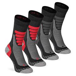 XTREME SOCKSWEAR Herren & Damen Wandersocken Trekking Outdoor Sport Funktionssocken Atmungsaktiv Frottesohle Gepolstert (4 Paar) Schwarz-Grau 42-45 von XTREME SOCKSWEAR