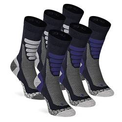 XTREME SOCKSWEAR Herren & Damen Wandersocken Trekking Outdoor Sport Funktionssocken Atmungsaktiv Frottesohle Gepolstert (6 Paar) Blau-Grau 35-38 von XTREME SOCKSWEAR