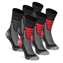 XTREME SOCKSWEAR Herren & Damen Wandersocken Trekking Outdoor Sport Funktionssocken Atmungsaktiv Frottesohle Gepolstert (6 Paar) Schwarz-Grau 42-45 von XTREME SOCKSWEAR