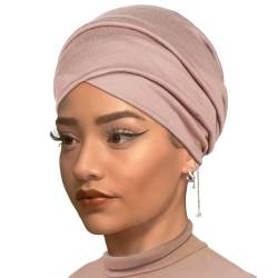 1 Stück Jersey Turban Fashion Neck Sleeve Solid Color Head Wrap Extra Wide Turban Caps Soft Breathable African Headwrap für Chemotherapie Damen und Herren (Kamel) von XTREND