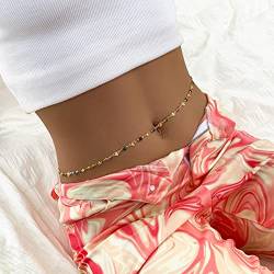 Damen-Körperketten, sexy Taillenketten, kreative gemischte Farben, Spleißen, herzförmige Körperketten, personalisierte hohle einlagige sexy Taillenketten (Silber) (Gold) von XTZYGLFD
