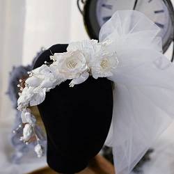Diamant Tiara handgemachte Blume Braut Perlen Stirnband Hochzeit Kopfschmuck Stirnband Braut Haarschmuck von XTZYGLFD