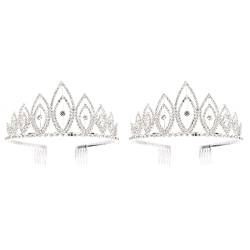 Haarnadel 2 Stück Braut Krone Kopfschmuck Hochzeit Tiara Kronen Krone Kamm Hochzeit Haarschmuck Strass Prinzessin Tiaras von XTZYGLFD