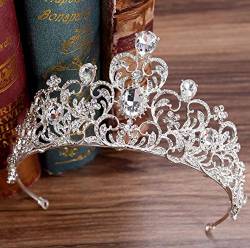 Handgefertigte Kristall-Hochzeitskrone, Königin-Tiara, Brautkrone, Haarband, Brautaccessoires, Haarschmuck, Ornamente, Hochzeit-Stirnbänder (A H041 Bl?) von XTZYGLFD