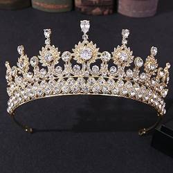 Handgefertigte Luxus-Königin-Tiaras, Hochzeitskrone, Brautdiadem, Kristallkopfschmuck, Kopfschmuck, Party, Abschlussball, Haarschmuck, Hochzeits-Stirnband (AC) von XTZYGLFD