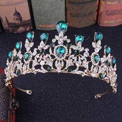 Handgefertigte rosa Kristallblatt-Hochzeitskrone Tiara Brautkronen Stirnband Brautaccessoires Diadem Hochzeit Haarschmuck Hochzeit Stirnband von XTZYGLFD