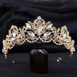 Handgemachte Braut Kopfschmuck Kristall Blume Strass Krone Tiara Stirnband Frauen Hochzeit Haarschmuck Zubehör Kopfschmuck Hochzeit Stirnband (A Gr?n) von XTZYGLFD