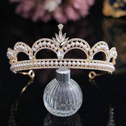 Handgemachte Perle Hochzeit Krone Braut Kopfschmuck Frau Strass Kristall Tiaras Braut Party Kronen Hochzeit Haarschmuck Hochzeit Stirnband (AC) von XTZYGLFD