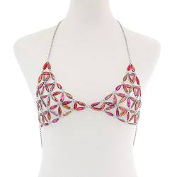 Körperketten Strass Körperkette Frauen Sexy Bralette Kette BH Bikini Schmuck Mode Strand Körperschmuck (Rot) (Whie) (Whie) von XTZYGLFD