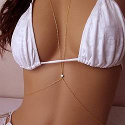 Strand Sexy Mehrschichtige Halskette Vintage Mode Stern Brustkette Bikini Körper Bauch Taille Halskette Kette Schmuck Gold Sexy Körperketten Bauch Taille Kette von XTZYGLFD