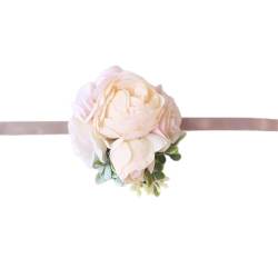 XTZYGLFD Braut-Korsett-Armband mit künstlicher Handgelenkblume, Champagnerblau, Brautjungfern-Armband, Herren, Abschlussball, Hochzeit, Blumen-Zubehör (Farbe: A) (Farbe: 3er-Pack) (A b) von XTZYGLFD