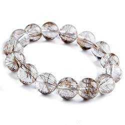 XTZYGLFD Natürliche silberne Rutilquarz-Kristallklare Perlen, geeignet für Damen-Herren-Armbänder, 7 mm, 8 mm, 9 mm, 10 mm von XTZYGLFD