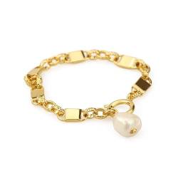 XTZYGLFD for her Damen-Galvanik-Gold-einfaches dickes Kettenarmband, verstellbares Armband für Frauen (Armbänder Einheitsgröße) von XTZYGLFD