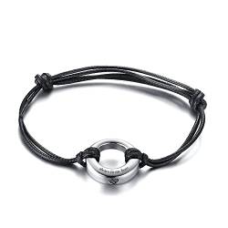 XUANPAI Denkmal Armband Urne für Asche Kundenspezifisches Andenken Öffnungsfähiger Edelstahl Halter Einäscherung Medaillon Urne Armbänder Einstellbarer Personalisierter Schmuck für Unisex Silber von XUANPAI