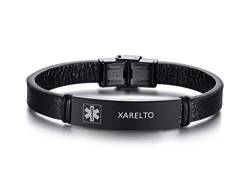 XUANPAI Gravierte XARELTO Medical Alert Notfall ID Armband Mikrofaser Wrap Leder Armband Identifikation Manschette Armreif für Männer Junge von XUANPAI