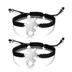 XUANPAI Handgemachte Personalisierte Geflochtene Wickelseil Einstellbare Maßgeschneiderte Paar Armbänder Passende Puzzle Beziehung BFF Familienliebhaber Geschenk Unisex Kostenlose Gravur 2 Stücke von XUANPAI