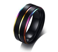XUANPAI Homosexuell Lesben Stolz Regenbogen Jäten Band Versprechen Ring Doule Groove Ring für Homosexuell Lesbian, Größe 64 von XUANPAI