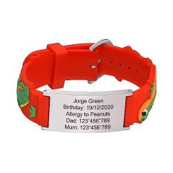 XUANPAI Notfallarmband Kinder SOS Armband : Personalisiert Medizinisches ID Armband Wasserdichtes Weiches Silikonband Angenehm Verstellbare Länge Cartoon Armband Namensarmband für Jungen Mädchen von XUANPAI