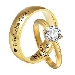 XUANPAI Paar Ringe mit Gravur, Personalisierte Hochzeitsring, Personalisiert Kundenspezifischer Ring Name Ring Freundschaftsringe Partnerringe Eheringe für Männer Frauen von XUANPAI