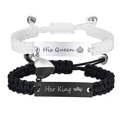 XUANPAI Pärchen Armband Magnetische Partnerarmbänder - Herz Edelstahl Her King His Queen Infinity Pinky Promise Paar Armbänder Personalisierte Gravur Armbänder fur Damen Herren von XUANPAI