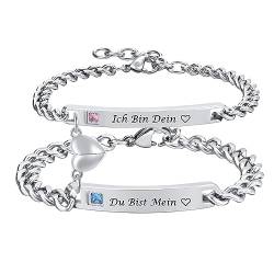 XUANPAI Partnerarmbänder Paar Armbänder mit Gravur - Pärchen Armband mit HERZ Edelstahl Partner Armbänder Silber Armband für Paare Magnetisch Geschenk Hochzeitstag Geburtstag Weihnachten Valentinstag von XUANPAI