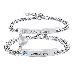 XUANPAI Partnerarmbänder Paar Armbänder mit Gravur - Pärchen Armband mit HERZ Edelstahl Partner Armbänder Silber Armband für Paare Magnetisch Geschenk Hochzeitstag Geburtstag Weihnachten Valentinstag von XUANPAI