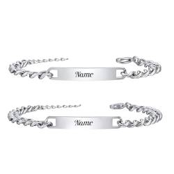 XUANPAI Partnerarmbänder Paar Armbänder mit Gravur - Personalisierte Pärchen Armband Edelstahl Partner Armbänder Silber Armband für Paare Geschenk Hochzeitstag Geburtstag Weihnachten Valentinstag von XUANPAI