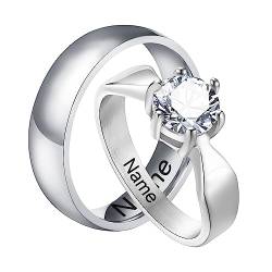 XUANPAI Personalisierte Paar Ringe Edelstahl Hochzeitsring mit Gravur Kundenspezifischer Ring Name Ring Freundschaftsringe Partnerringe Eheringe für Männer Frauen von XUANPAI