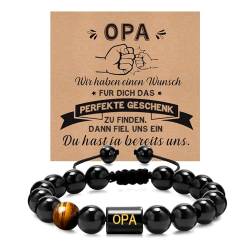 XUANPAI Tigerauge Armband für Männer, 10mm Naturstein Armband Yoga Perlen Achat Elastische Armbänder Herren Armbänder Set Geburtstagsgeschenk für Männer Papa-Sohn-Ehemann-Freund (Opa) von XUANPAI