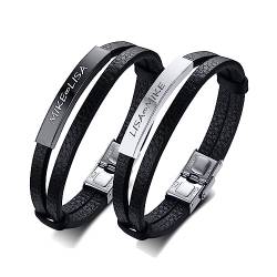 XUANPAI Valentinstag Partnerarmbänder Personalisierte Pärchen Geschenke - Doppelte Schichten PU Lederarmband Sein und Ihr Partner Armbänder mit Gravur Geschenk Hochzeitstag Geburtstag von XUANPAI