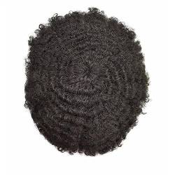 4MM Lockiges Haar Volle Spitze Toupet for Männer Echthaar Systeme Einheit Männer Französisch Spitze Basis Perücke Atmungsaktive männer Perücke (Color : 1B 10MM Wave, Size : 120_5X8) von XUCHIL