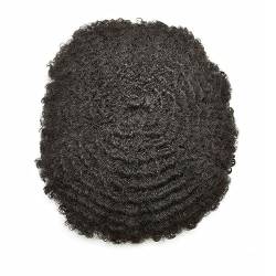 4MM Lockiges Haar Volle Spitze Toupet for Männer Echthaar Systeme Einheit Männer Französisch Spitze Basis Perücke Atmungsaktive männer Perücke (Color : 1B 8MM Wave, Size : 120_7X9) von XUCHIL