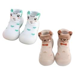 XUEJIANN Leuchtende Schuhe Kinder Schuh Elastische Indoor Slipper Infant Erste Cartoon Katzen Weiche Sohle Gummi Schuhe Antirutsch Kinderschuhe (Blue, 18) von XUEJIANN