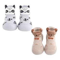 XUEJIANN Leuchtende Schuhe Kinder Schuh Elastische Indoor Slipper Infant Erste Cartoon Katzen Weiche Sohle Gummi Schuhe Antirutsch Kinderschuhe (Grey, 18) von XUEJIANN