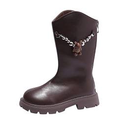 XUEJIANN Mädchen Winterstiefel Warm Kinderschuhe Rutschfest Schuhe Plus Samt Langschaftstiefel Winterschuhe Outdoor Schlupfstiefel Prinzessin Snow Boots Lederritterstiefel Mit Reißverschluss von XUEJIANN