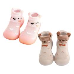 XUEJIANN Sneaker Baby Schwarz Socke Schuh Elastische Indoor Slipper Infant Erste Cartoon Katzen Weiche Sohle Gummi Schuhe Turnschuhe Gr. 22 (Khaki, 24) von XUEJIANN