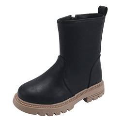 XUEJIANN Stiefel Mädchen Stiefeletten Prinzessin Schuhe Wasserdicht Rutschfest Atmungsaktiv Lederritterstiefel Outdoor Schlupfstiefel Kinder Winterschuhe Booties Langschaftstiefel von XUEJIANN