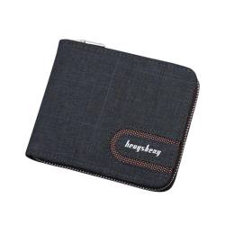 XUEPAYZK Geldbörse Casual Herren Short Wallet Canvas Solide Short Wallets Männer Reißverschluss Vintage Männliche Geldbörse Münz-Pokal Multifunktionaler Karten Brieftasche-A von XUEPAYZK