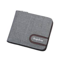 XUEPAYZK Geldbörse Casual Herren Short Wallet Canvas Solide Short Wallets Männer Reißverschluss Vintage Männliche Geldbörse Münz-Pokal Multifunktionaler Karten Brieftasche-C von XUEPAYZK