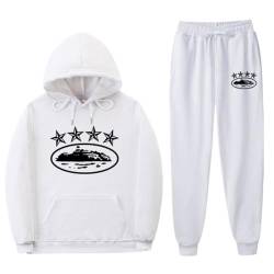 NOFS Jogginganzug Streetwear Tracksuit für Herren Corteiz Tracksuit Buchstaben Druck Lose Hoodies und Jogginghosen Y2K Hip Hop Streetwear Unisex Pullover Oberteile und Sporthosen Trapstar Anzug von XUEQINGDE