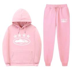 NOFS Jogginganzug Streetwear Tracksuit für Herren Corteiz Tracksuit Buchstaben Druck Lose Hoodies und Jogginghosen Y2K Hip Hop Streetwear Unisex Pullover Oberteile und Sporthosen Trapstar Anzug von XUEQINGDE