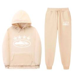 NOFS Jogginganzug Streetwear Tracksuit für Herren Corteiz Tracksuit Buchstaben Druck Lose Hoodies und Jogginghosen Y2K Hip Hop Streetwear Unisex Pullover Oberteile und Sporthosen Trapstar Anzug von XUEQINGDE